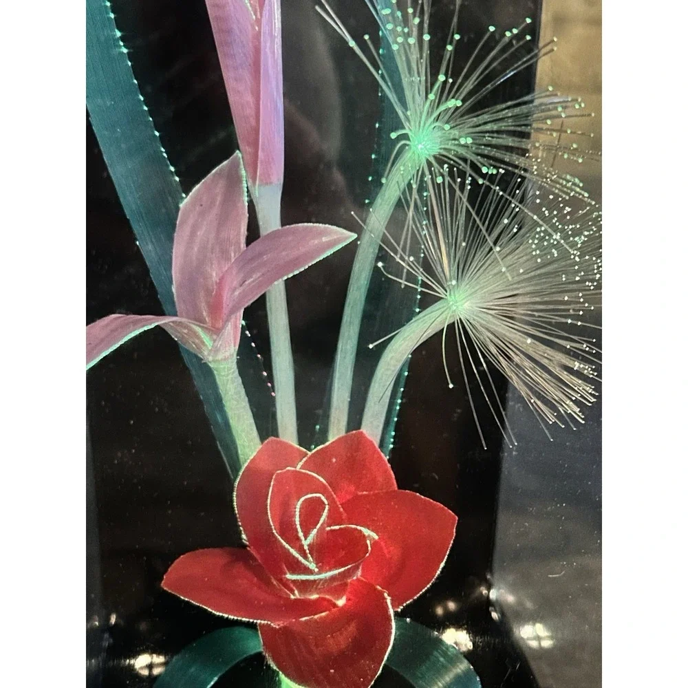 Vintage Retro Fiber Optic Color Changing Flower Bouquet Lamp Light 10x4x3